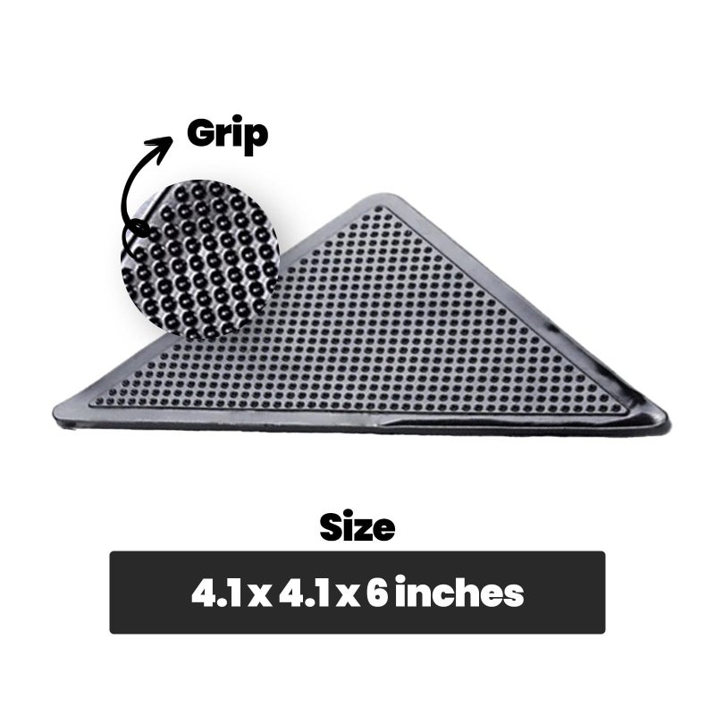 Muddy MatÂ® Absorbent Microfiber Door Mat Grey 18" x 28" (pack of 1) with Heavy Duty Non-Slip Rug Corner Pad (Pack of 4) - Double-Sided Adhesive Pad for Corners - Ultimate Floor Protection Combo - Image 2