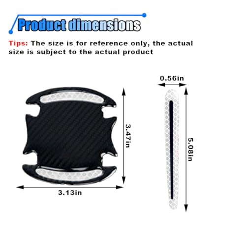 BDZMC 8PCS Reflective Car Door Handle Protector Sticker, Carbon Fiber Auto Door Handle Cup Paint Guard Protective Film, Anti-Scratches Car Door Handle Bowl Sticker, Self-Adhesive & Non-Marking (White) - Image 2