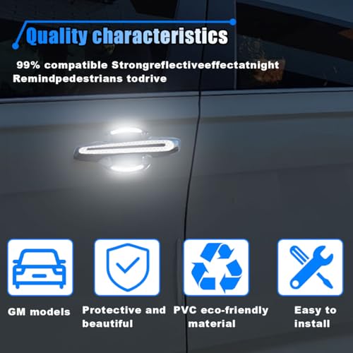 BDZMC 8PCS Reflective Car Door Handle Protector Sticker, Carbon Fiber Auto Door Handle Cup Paint Guard Protective Film, Anti-Scratches Car Door Handle Bowl Sticker, Self-Adhesive & Non-Marking (White) - Image 4