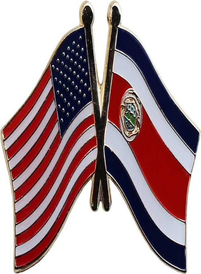 Flagline USA and Costa Rica Flag Die-struck Metal Friendship Lapel Pin with Butterfly Clasp Closure - Image 1