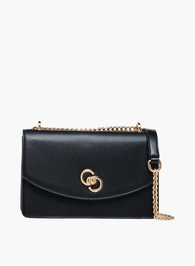 سيليست Solid Crossbody Bag with Chain Strap and Twist Lock Closure