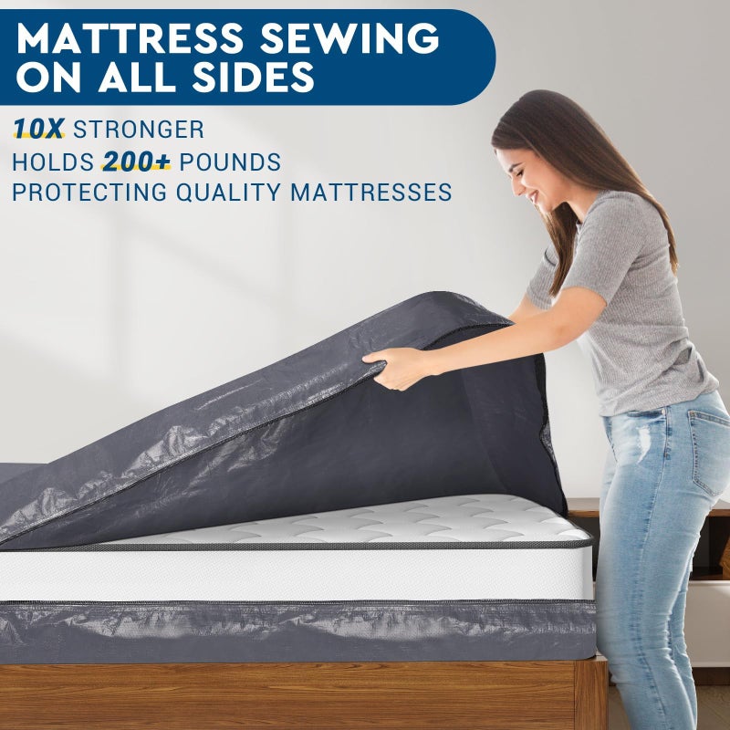 StorageRight Mattress Bags for Moving, Queen Size - Extra Thick Mattress Cover for Moving with Handles and Zipper, Heavy Duty Queen Mattress Bags for Storage, Reusable Mattress Storage Bag, Moving Bag - Image 3
