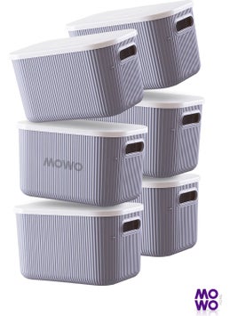 Mowo Home Trove 6 Pieces 6.2 Lt (Grey) Organizer Box with Lid, Decorative Storage Box  - Image 2