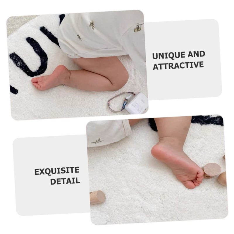 Non Slip Round Alphabet Design Area Rug Washable Nordic Style Soft Carpet - Image 4