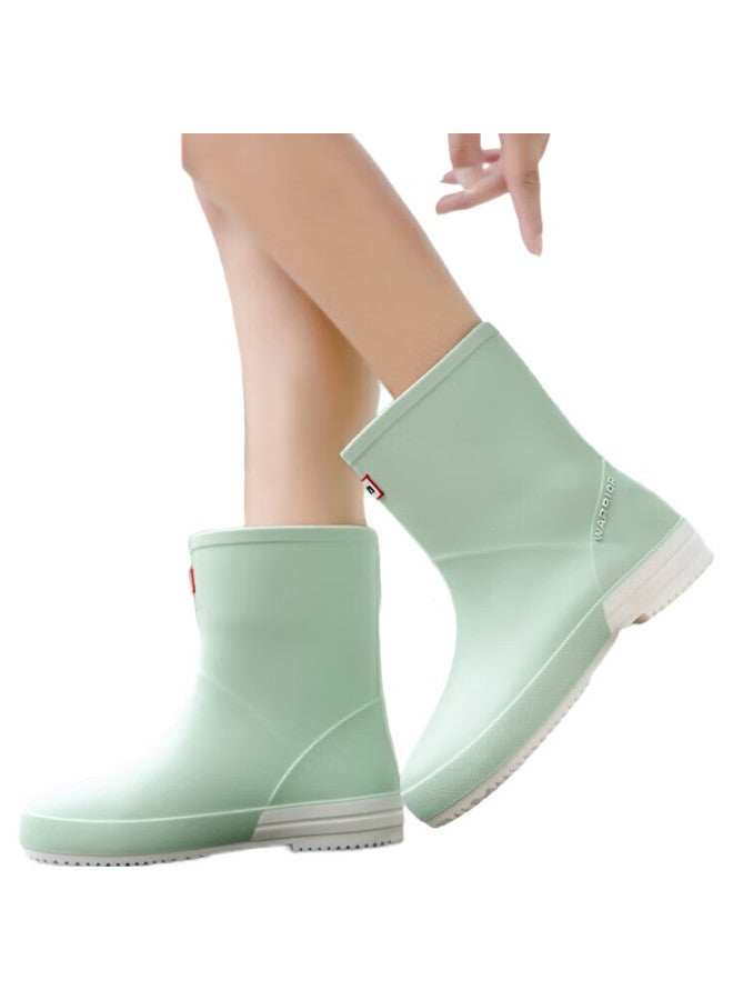 Rain Boots For Women, Fashionable Adult Mid-Calf Waterproof Rubber Shoes Hxlo13 Green 37