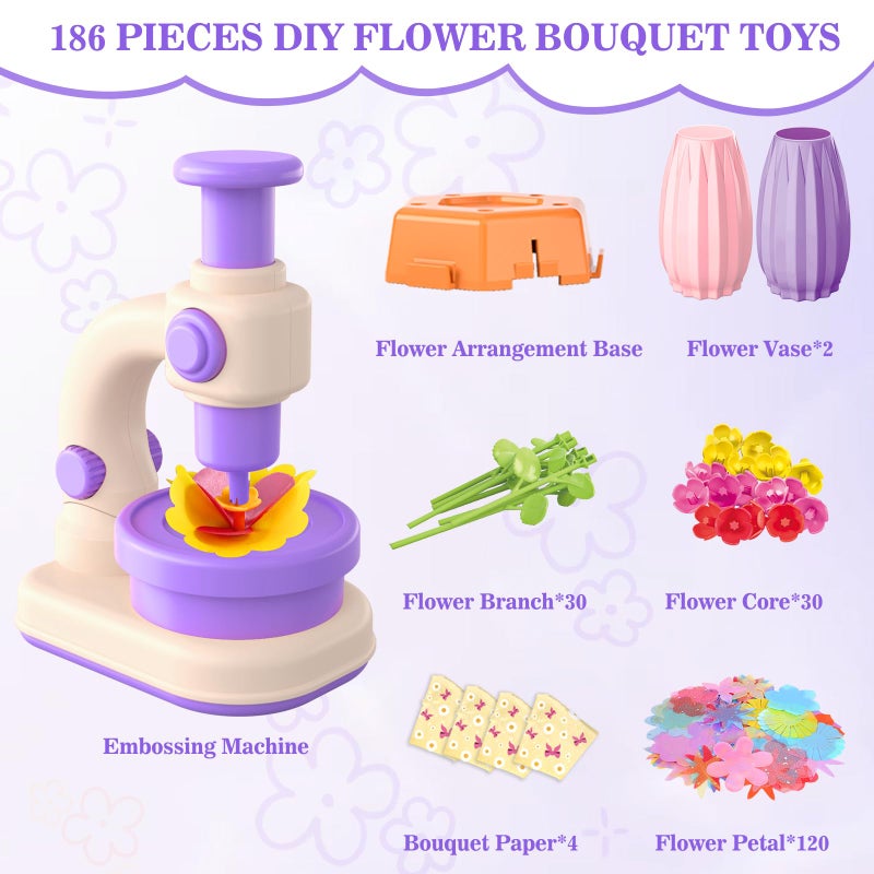 SANANT Fabric Flower Bouquets Toys, DIY Arts and Crafts Toys for Kids 4-8, Making Kit Build Own Bouquet, DIY Educational Activities Flower Making Kit Toys for Toddlers, Birthday Gifts for Girls - Image 2