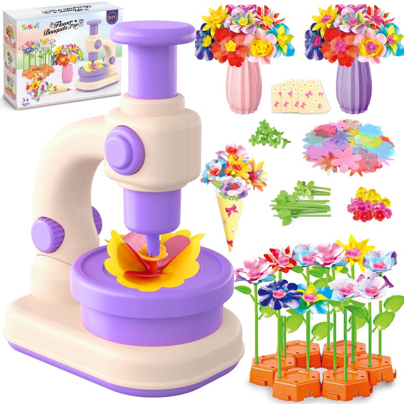 SANANT Fabric Flower Bouquets Toys, DIY Arts and Crafts Toys for Kids 4-8, Making Kit Build Own Bouquet, DIY Educational Activities Flower Making Kit Toys for Toddlers, Birthday Gifts for Girls - Image 1