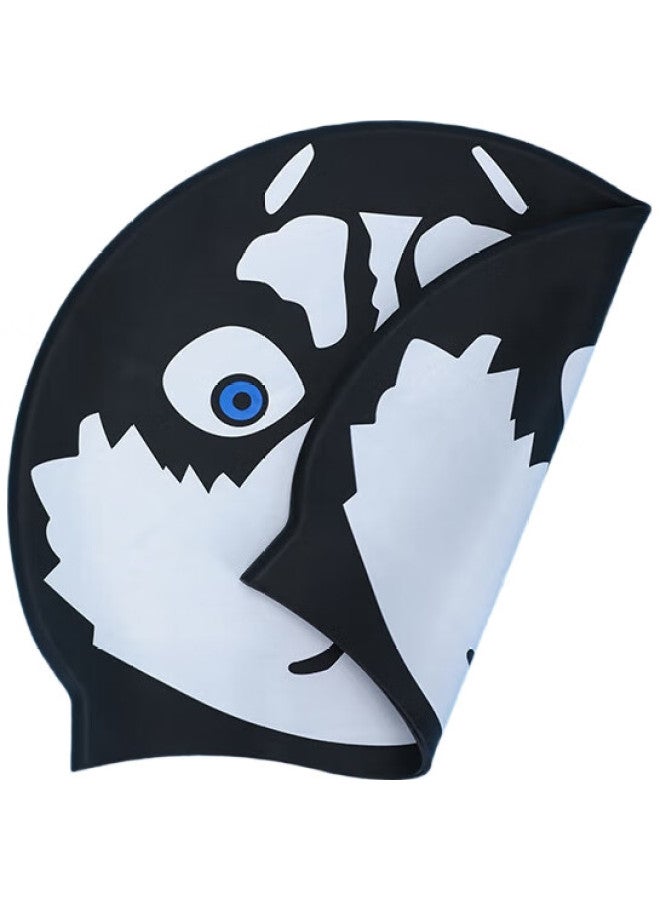 ZOKE Husky Printed Silicone Waterproof Anti-Slip Ear Protection Hair Protection Professional Swimming Cap 619503204-1 - Image 1