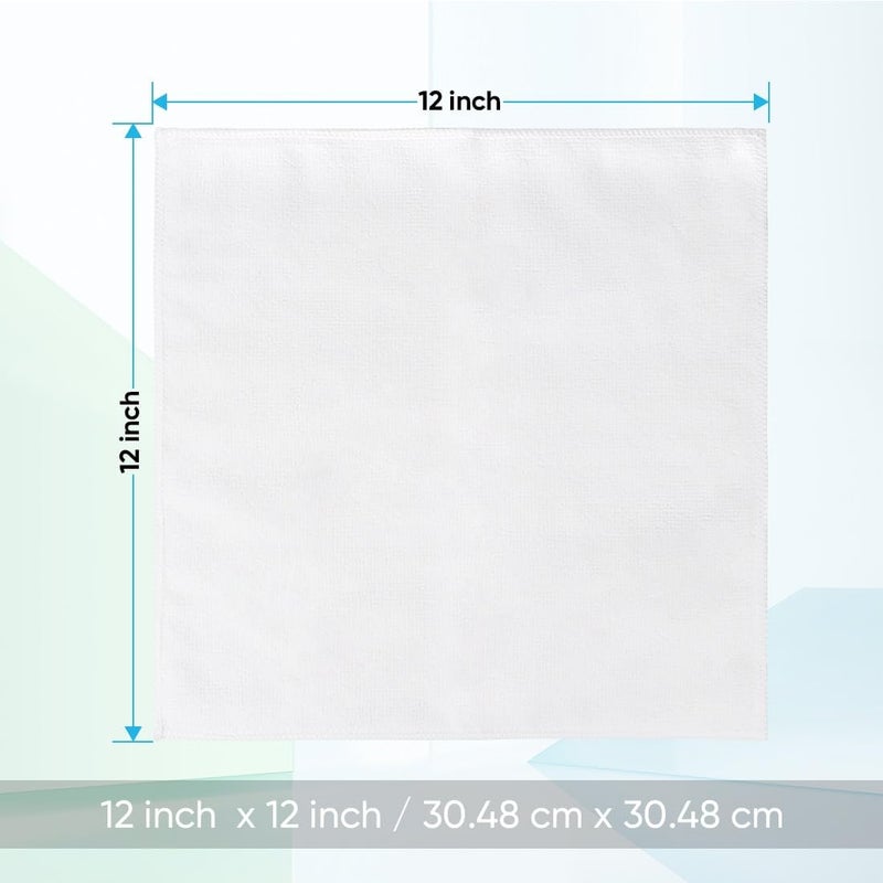 HOMEXCEL Microfiber Washcloths 12 Pack, Highly Absorbent and Soft Face Towel, Multi-Purpose White Wash Cloths for Bathroom, Hotel, Spa, Gym, and Kitchen, 12x12 Inch - Image 5