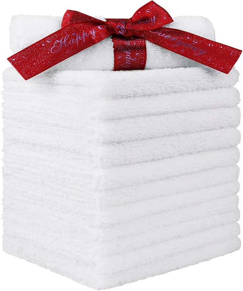 HOMEXCEL Microfiber Washcloths 12 Pack, Highly Absorbent and Soft Face Towel, Multi-Purpose White Wash Cloths for Bathroom, Hotel, Spa, Gym, and Kitchen, 12x12 Inch - Image 1