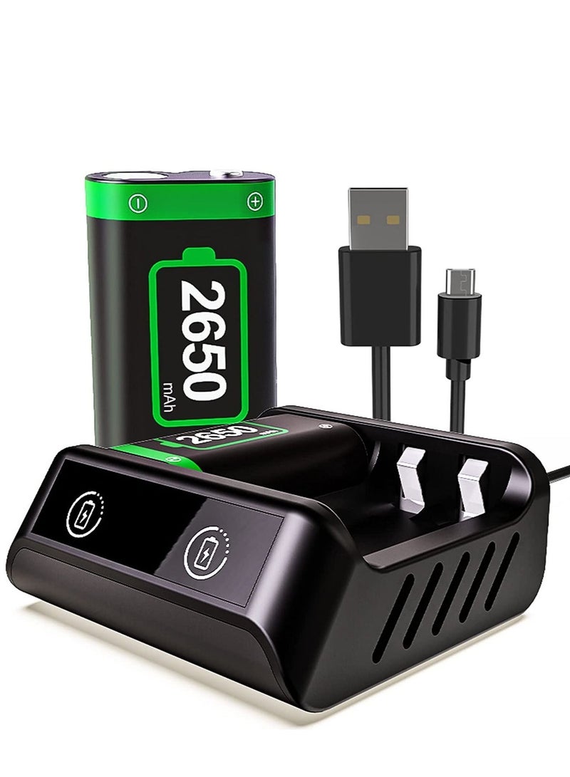 حزمة بطارية قابلة لإعادة الشحن لجهاز تحكم Xbox One/Xbox Series X|S/Xbox One Elite مع بطارية قابلة للشحن 2x2650 مللي أمبير في الساعة - Image 1