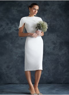 trendyol Bridal White Sleeve Detailed Woven Wedding/Wedding Elegant Evening Dress TPRSS24EL00119  - Image 1