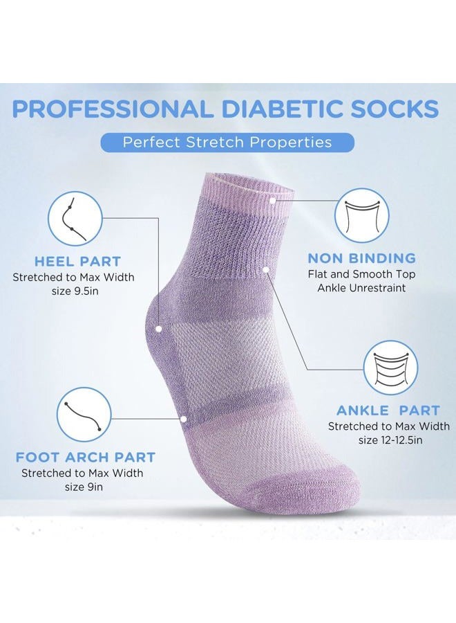 Bulinlulu Diabetic Socks for Women&Men,6 Pairs Non Binding Diabetic Ankle Socks,Wide Socks with Seamless Toe(Medium,Bright Colors-6 Pairs) - Image 3