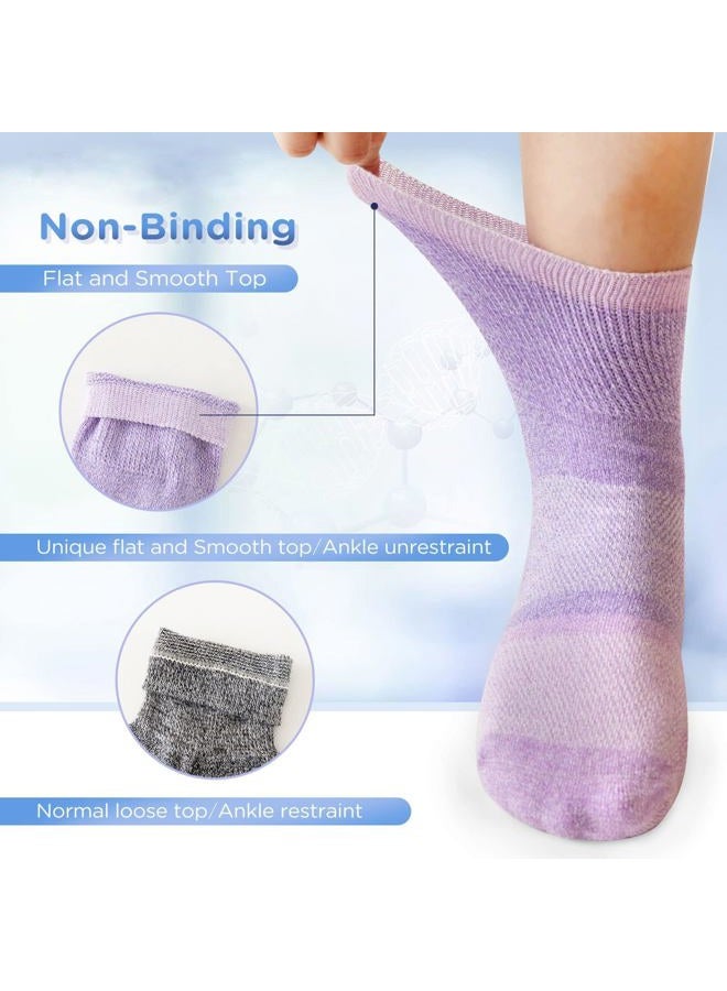Bulinlulu Diabetic Socks for Women&Men,6 Pairs Non Binding Diabetic Ankle Socks,Wide Socks with Seamless Toe(Medium,Bright Colors-6 Pairs) - Image 2
