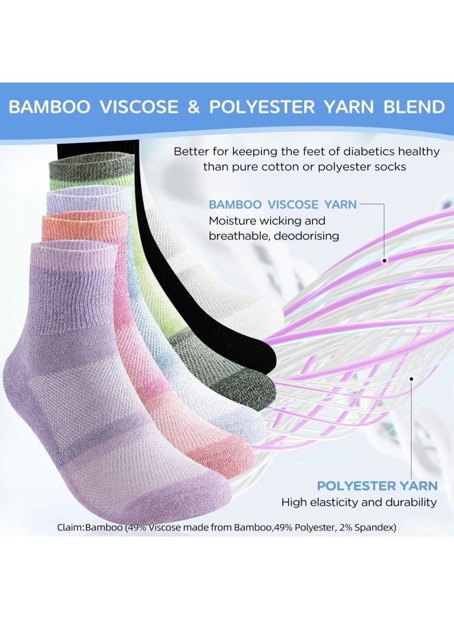 Bulinlulu Diabetic Socks for Women&Men,6 Pairs Non Binding Diabetic Ankle Socks,Wide Socks with Seamless Toe(Medium,Bright Colors-6 Pairs) - Image 5