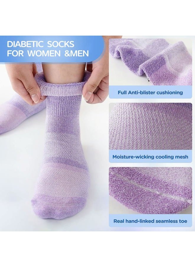 Bulinlulu Diabetic Socks for Women&Men,6 Pairs Non Binding Diabetic Ankle Socks,Wide Socks with Seamless Toe(Medium,Bright Colors-6 Pairs) - Image 4