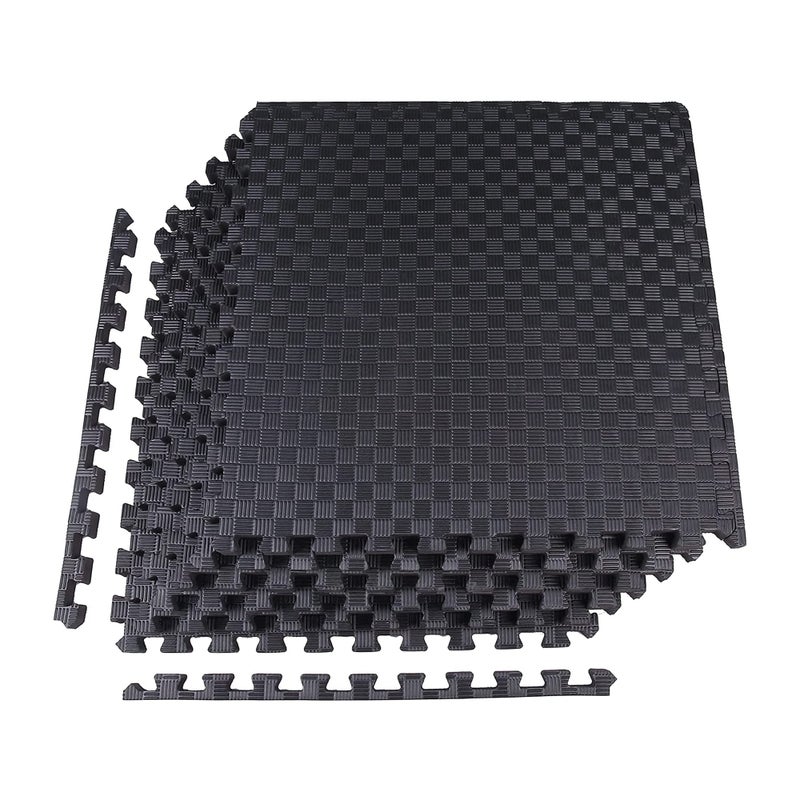 BalanceFrom Puzzle Exercise Mat 1" Thick, EVA Interlocking Foam Floor Tiles for Home Gym, Mat for Home Workout Equipment, Floor Padding for Kids, Black, 24 in x 24 in x 1 in, 24 Sq Ft - 6 Tiles - Image 1