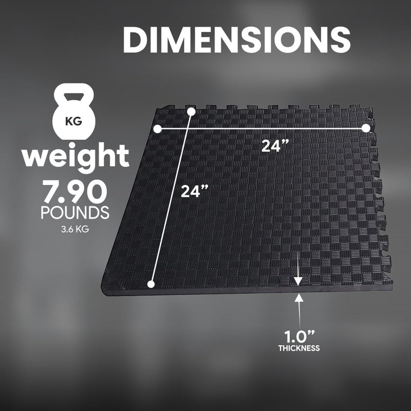 BalanceFrom Puzzle Exercise Mat 1" Thick, EVA Interlocking Foam Floor Tiles for Home Gym, Mat for Home Workout Equipment, Floor Padding for Kids, Black, 24 in x 24 in x 1 in, 24 Sq Ft - 6 Tiles - Image 4