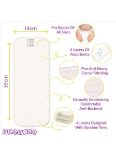 BEMBIKA 4 Layer Viscose Bamboo Fiber Inserts Liners Natures Cloth Diaper Liner Wetfree Reusable Washable Cotton Diaper Nappy Inserts For Baby Cloth Diapers (Set Of 3)  - Image 3