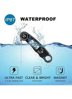 IBAMA Digital Meat Thermometer Food Thermometer With Lcd Magnet And Corkscrew Ipx6 Super Waterproof Kitchen Cooking Thermometer Probe For Baking Oven Fryer Candy Grill Bbq And Turkey Black  - Image 3