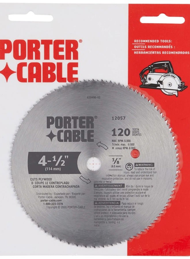PORTER CABLE 4-1/2-Inch Circular Saw Blade, Plywood Cutting, 120-Tooth (12057) - Image 1