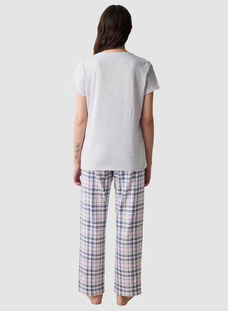 Penti Checked Pattern Cotton Pyjama Set