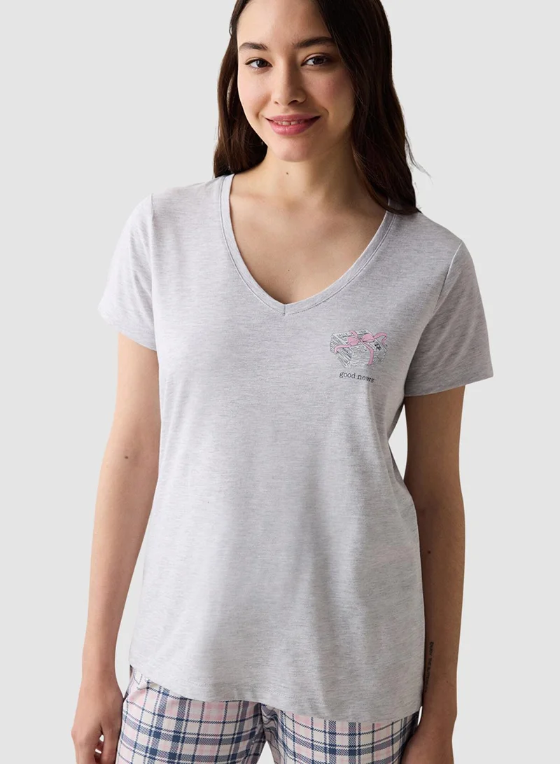 بنتي طقم بيجاما قطن بنقشة مربعات