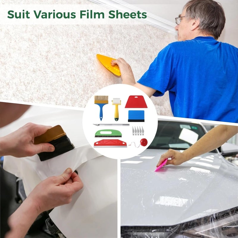 Vinyl & Wallpaper Installation Set – 13 Pcs with Seam Roller, Dual Squeegees, Utility Knife, Tape, and Brushes for Contact & Glass Film - Image 5
