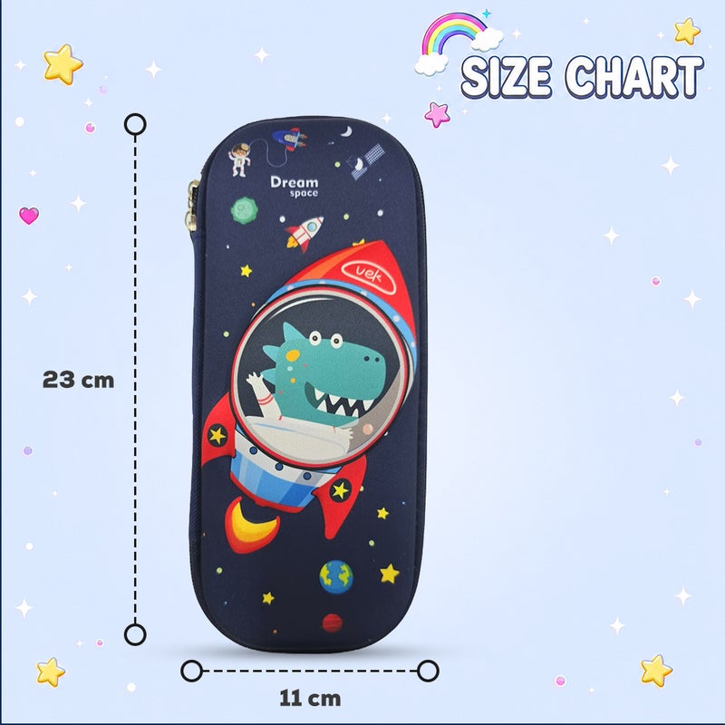 Cocobee Dino UFO Pencil Case With Internal Mesh Pocket, Sturdy Build, Zipper Closure – Boys, 3+ Years, Multicolor - Image 4
