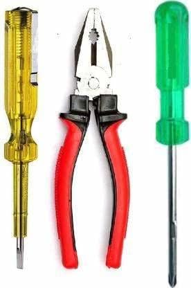 Generic Hand Tool Kit (Combination Plier 8-inch, Line Tester, 2in1 Screwdriver) 3-Pcs. Combo Hand Tool Kit  - Image 1