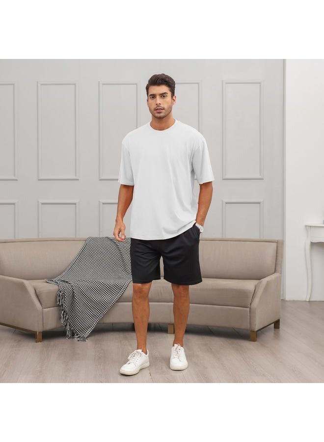 Opomelo Men's Fashion Loose Fit Crewneck Solid T-Shirt Athletic Lightweight Short Sleeve Gym Workout Tops, White, M - Image 5