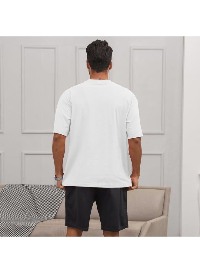 Opomelo Men's Fashion Loose Fit Crewneck Solid T-Shirt Athletic Lightweight Short Sleeve Gym Workout Tops, White, M - Image 4