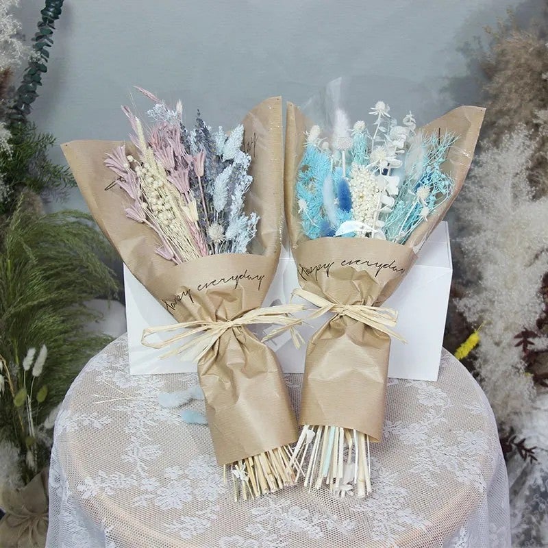 Bluejw TC Dried Flower Arrangement – Decorative Dry Flower Bouquet with Natural Dried Plants in Eco-Friendly Kraft Paper, Perfect Valentine’s Day Decoration - Image 3