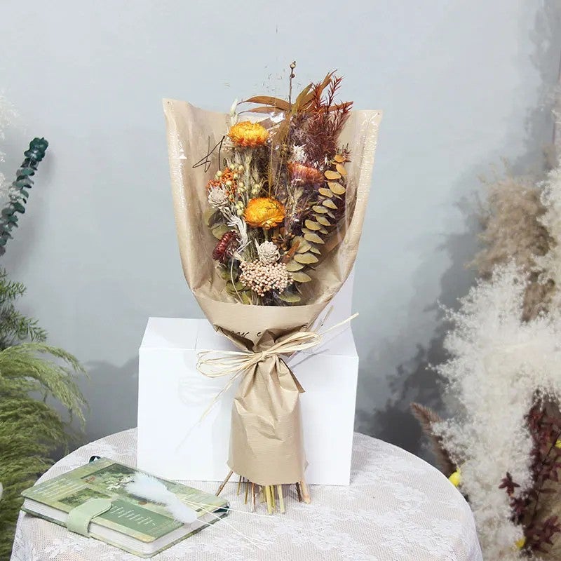 Bluejw TC Dried Flower Arrangement – Decorative Dry Flower Bouquet with Natural Dried Plants in Eco-Friendly Kraft Paper, Perfect Valentine’s Day Decoration - Image 4