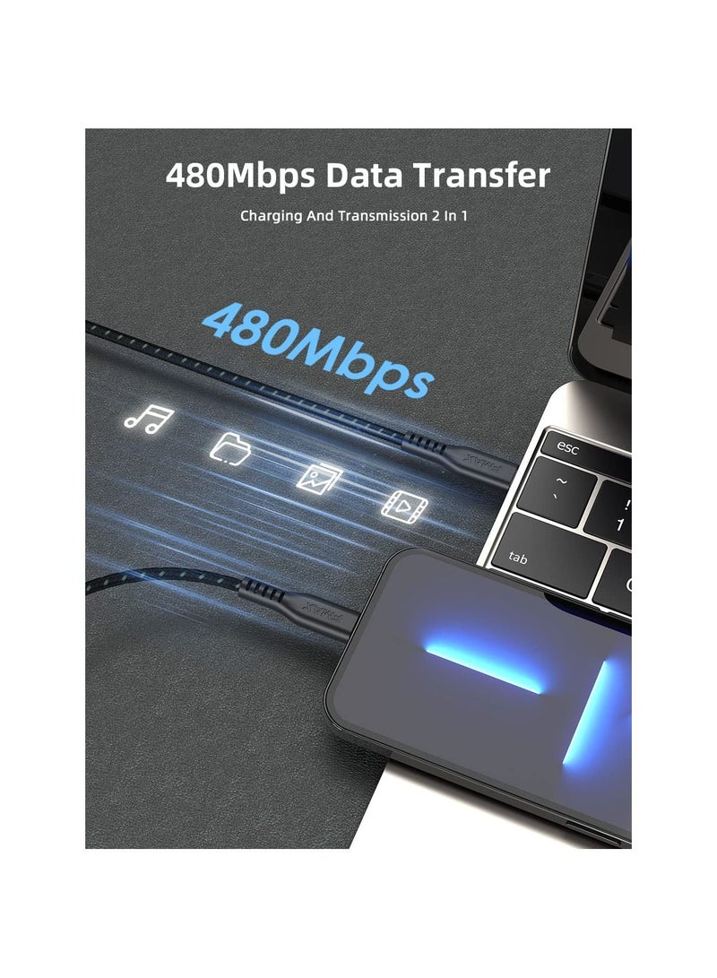 اف ماكس كيبل USB C الى لايتنينج [معتمد من ابل]، سلك شاحن سريع 30 واط من النوع C الى لايتنينج [مغطى بالنايلون] مع موصل 8 دبابيس متوافق مع ايفون 14/13/12 برو ماكس/11/XS/XR/X/8/SE/ايباد (اسود، 1.2 متر/4 قدم) - Image 4