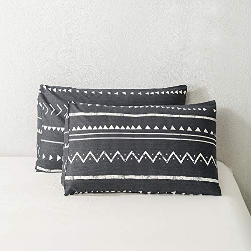 SUSYBAO 100% Cotton Pillowcases King Size Set of 2 Black Aztec Geometric Bed Pillow Covers Envelope Closure End Pillow Protectors Luxury Quality Soft Breathable Comfortable Easy Care, 20 in x 36 in - Image 3