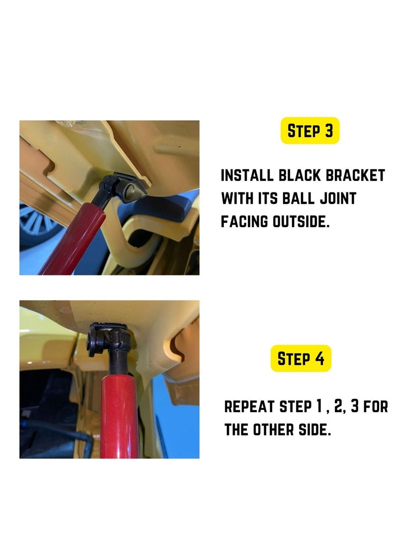 Generic - Jimny.mall Suzuki Jimny Hydraulic hood struts conversion kit | JB64 JB74 Bonnet Damper Gas Strut Lift Supports Shock Absorber | DIY Suzuki Jimny modification | Bolt on kit for Jimny 2018-2023 - Image 1