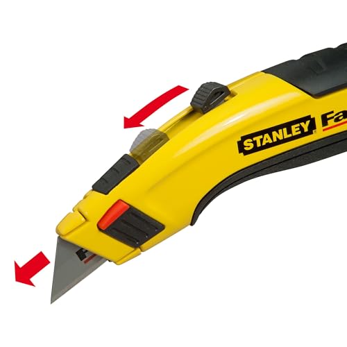 Stanley - FatMax STANLEY 0-10-778 FATMAX® RETRACTABLE Utility Knife With 5 Blades, Push-Button Blade Change For Quick,Tool-Free Blade Change, Contoured Handle With Soft Touch Panels, Interlocking Nose Design, Yellow - Image 3