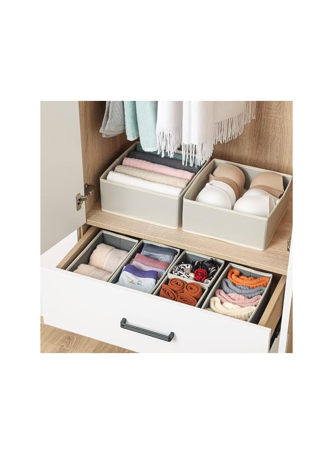 Green Tiger 6 Pack Drawer Organizers for Clothing, Dresser Drawer Organizer Clothes, Fabric Foldable Closet Organizers and Storage Basket Bins for Clothes, Underwear, Bras, Socks (Light Grey) - Image 3