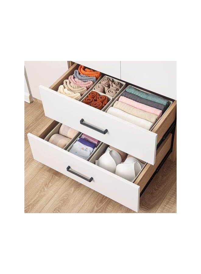 Green Tiger 6 Pack Drawer Organizers for Clothing, Dresser Drawer Organizer Clothes, Fabric Foldable Closet Organizers and Storage Basket Bins for Clothes, Underwear, Bras, Socks (Light Grey) - Image 2