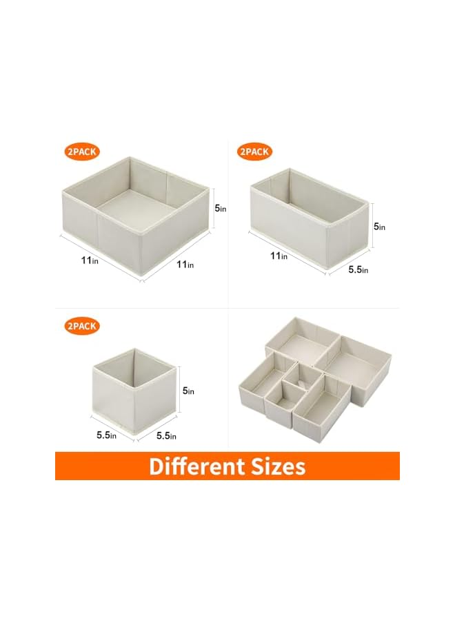 Green Tiger 6 Pack Drawer Organizers for Clothing, Dresser Drawer Organizer Clothes, Fabric Foldable Closet Organizers and Storage Basket Bins for Clothes, Underwear, Bras, Socks (Light Grey) - Image 5