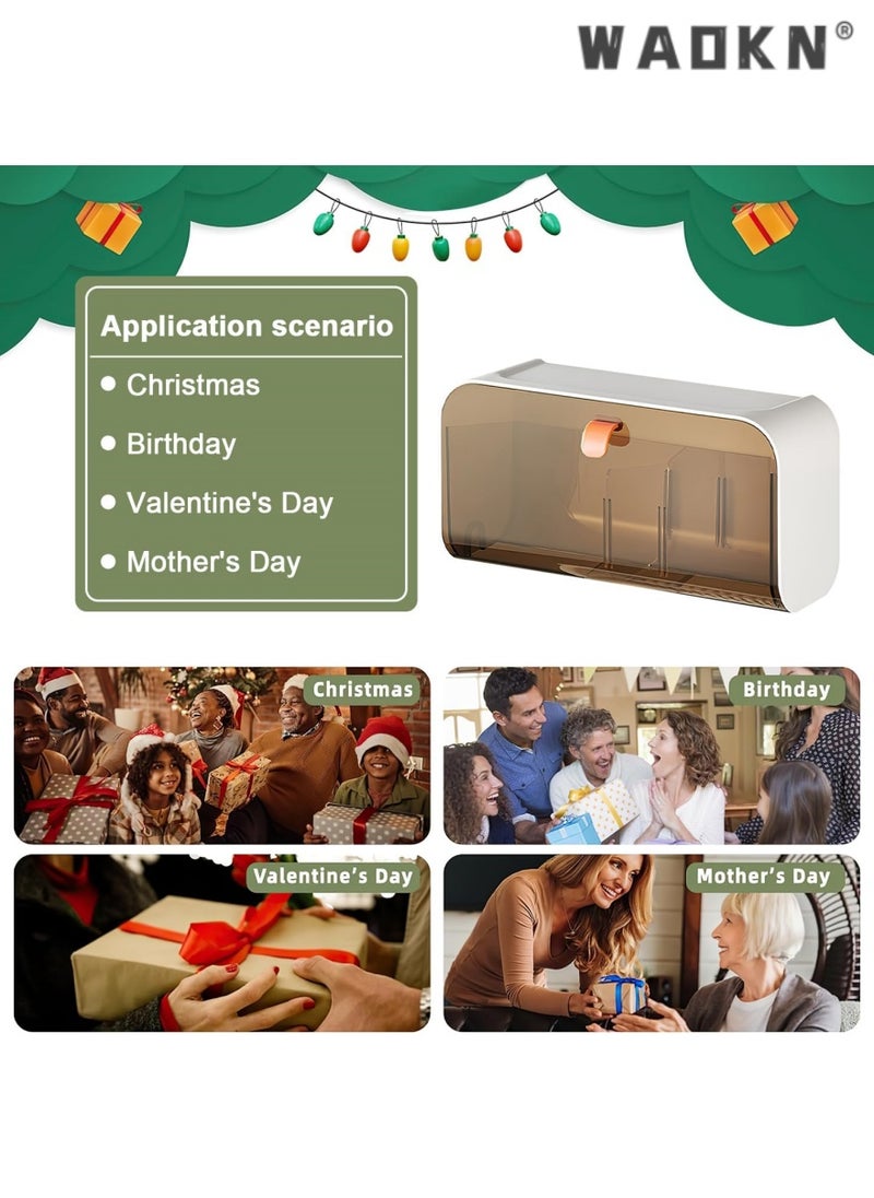 Wall-mounted light luxury transparent storage box with free division, multi-purpose for sanitary napkins and cosmetics, equipped with a convenient open-and-close lid（brown）