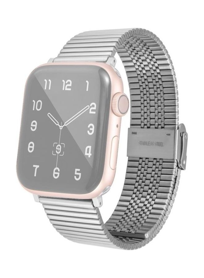 NIBEMINENT Multi-Baht Steel Replacement Watchband For Apple Watch Series 7/6/5/4/3/2/1/SE 45/44/42mm Silver - Image 1