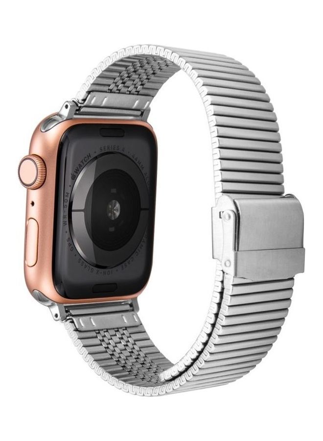 NIBEMINENT Multi-Baht Steel Replacement Watchband For Apple Watch Series 7/6/5/4/3/2/1/SE 45/44/42mm Silver - Image 2