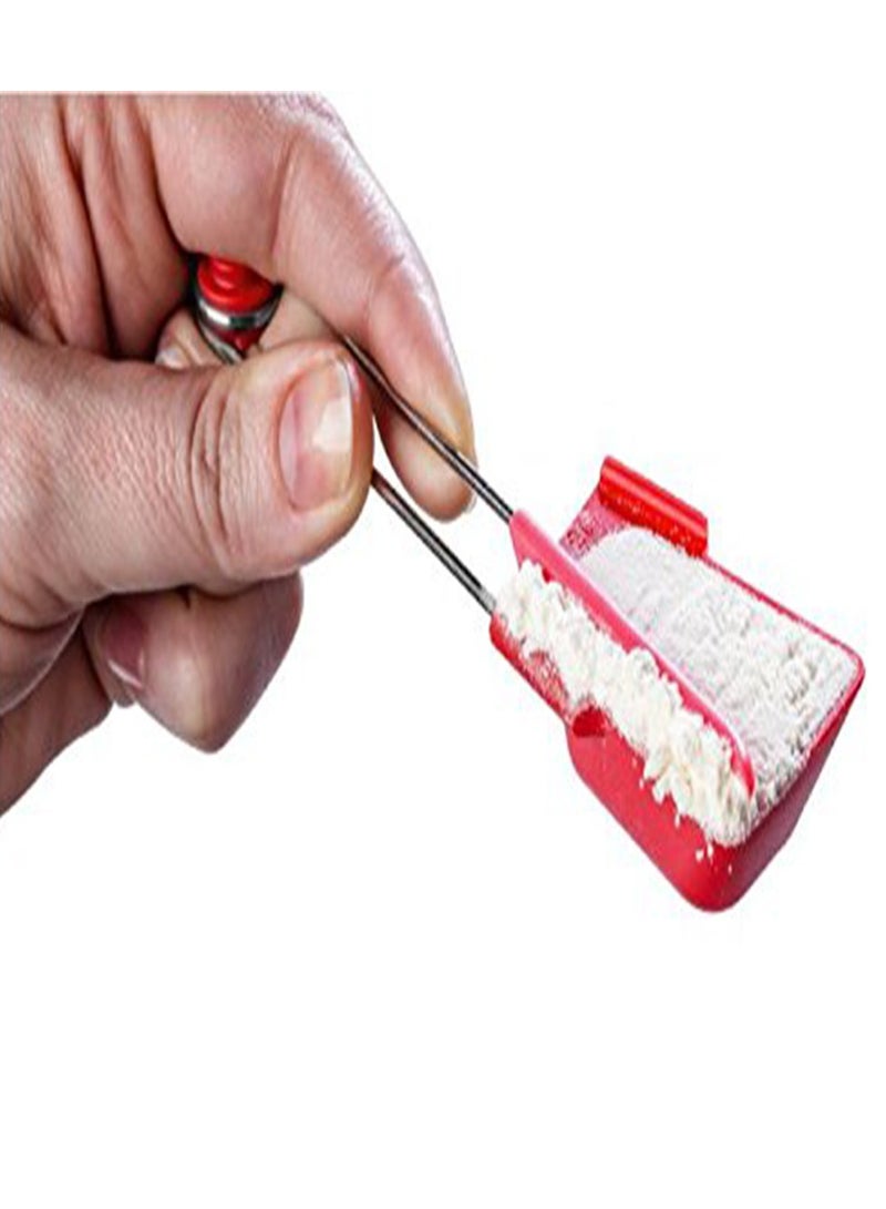 Dreamfarm مجموعة ملاعق القياس ذاتية التسوية من دريمفارم ليفونس، تقيس من 1/4 ملعقة صغيرة إلى 1 ملعقة كبيرة، عبوة من 4، دقيقة، سهلة الاستخدام، مثالية للطهي والخبز، وردي - Image 1