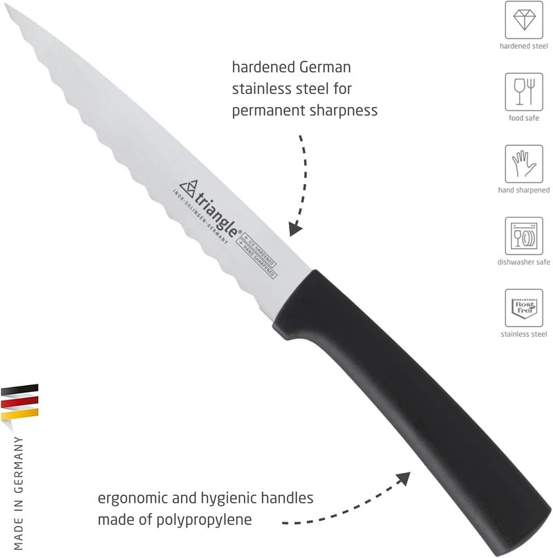 triangle Kitchen Knife - 6” Wavy Edge Stainless Steel Blade - Lightweight, Balanced Handle - Dishwasher Safe - Made in Germany - Image 1