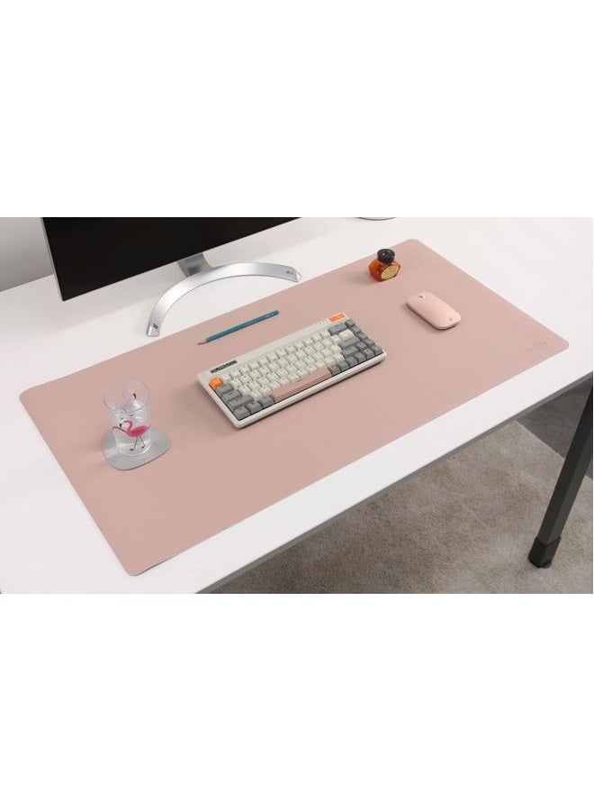 NODITO DeskPaw Dual-Sided Leather Desk Pad,Blotter for Laptop Computer,Mouse Pad,Writing,Drawing,Arts and Craft Mat (Pink/Silver, 17x35”) - Image 1