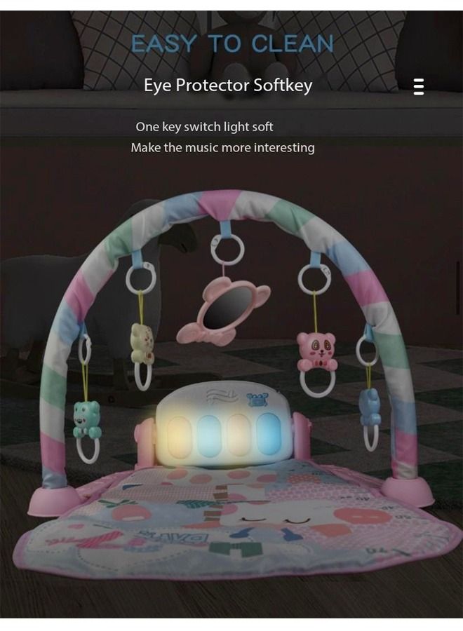 3 in 1 Baby Musical Lighting Portable Lightweight Soft Comfortable Pedal Piano Gym Fitness Mat for Baby Crawling Activity Rug Toy 76x58x45 cm