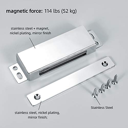 Mocking Bird 114 lbs Heavy Duty Stainless Steel Magnetic Catch Cabinet Metal Latch (2 Pack) - Image 2