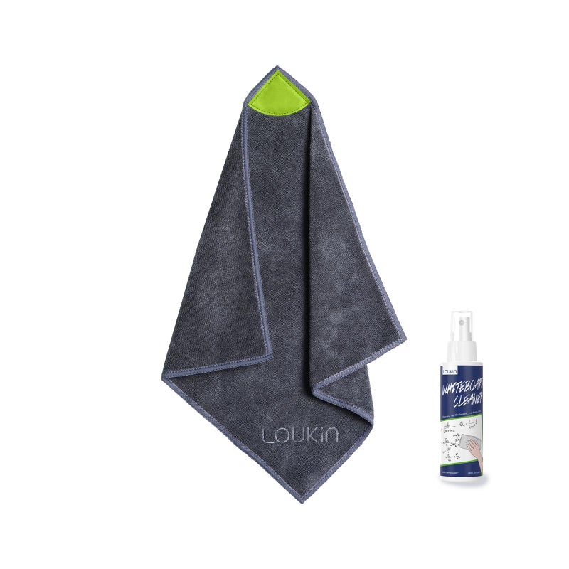loukin Magnetic Cleaning Cloth Microfiber Dry Erase Eraser Washable Whiteboard Cleaning Cloth for Classroom Home and Office Gray 12 x 12 34 fl oz Whiteboard Cleaner Included